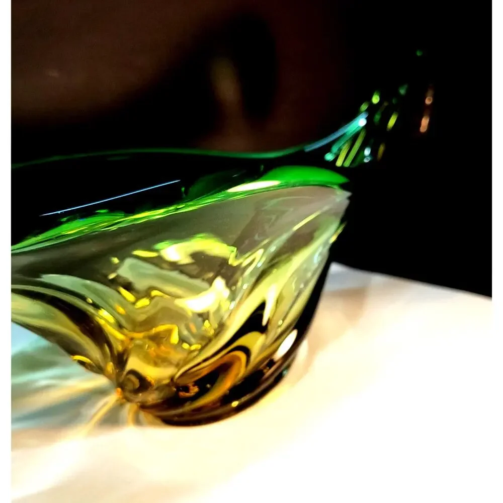 146.  Murano Style Green and Amber Blown Glass dish